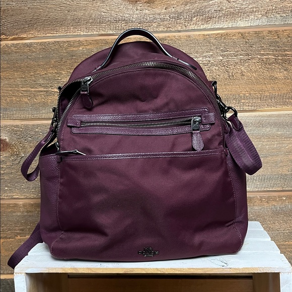 Coach diaper backpack bag with Changing Pad Purple Maroon - Picture 1 of 12